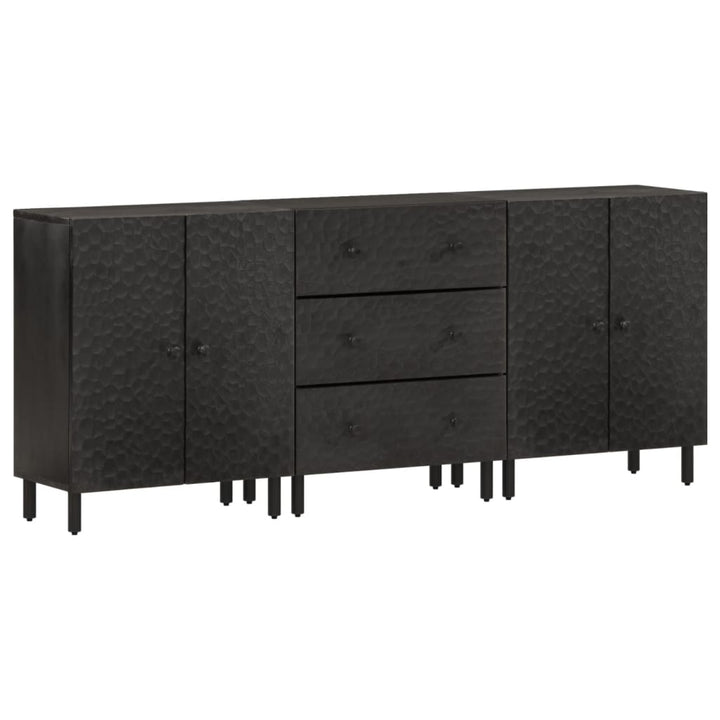 skabe 3 stk. 60x33x75 cm massivt mangotræ sort