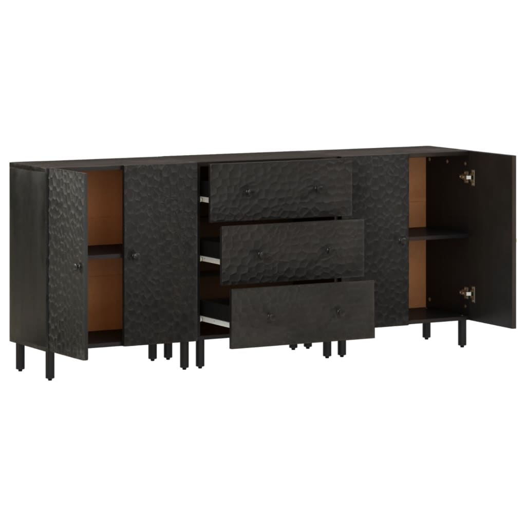 skabe 3 stk. 60x33x75 cm massivt mangotræ sort