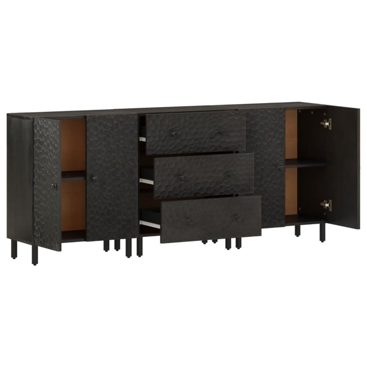 skabe 3 stk. 60x33x75 cm massivt mangotræ sort