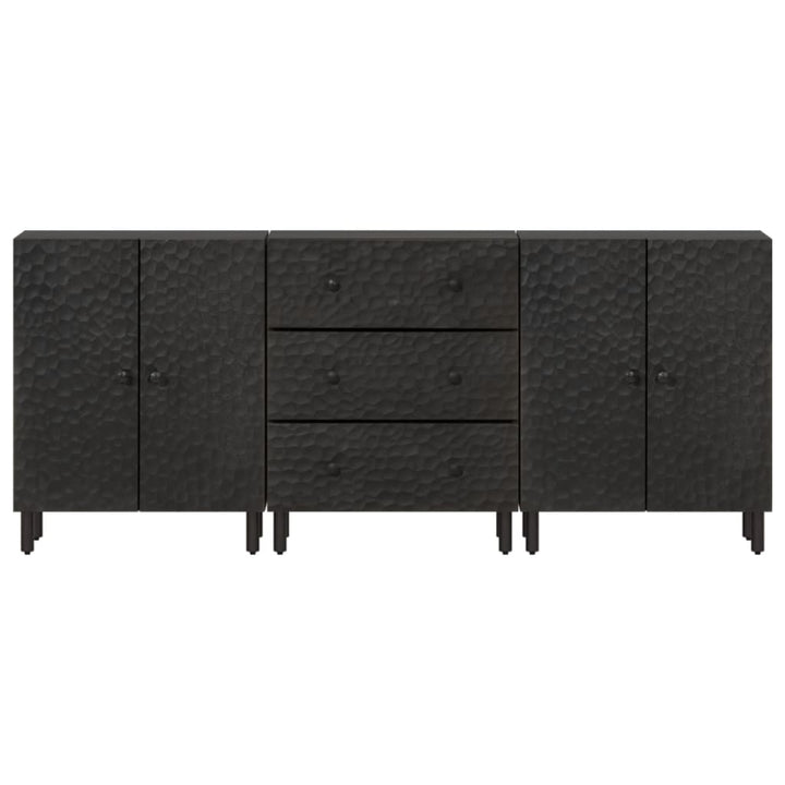 skabe 3 stk. 60x33x75 cm massivt mangotræ sort