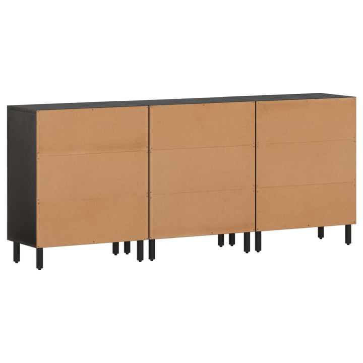 skabe 3 stk. 60x33x75 cm massivt mangotræ sort