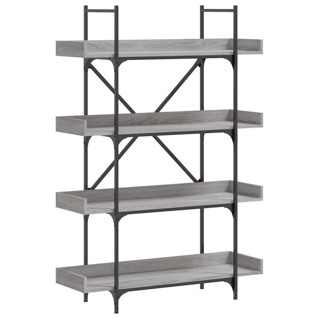bogreol 100x33x145,5 cm 4 hylder konstrueret træ grå sonoma-eg