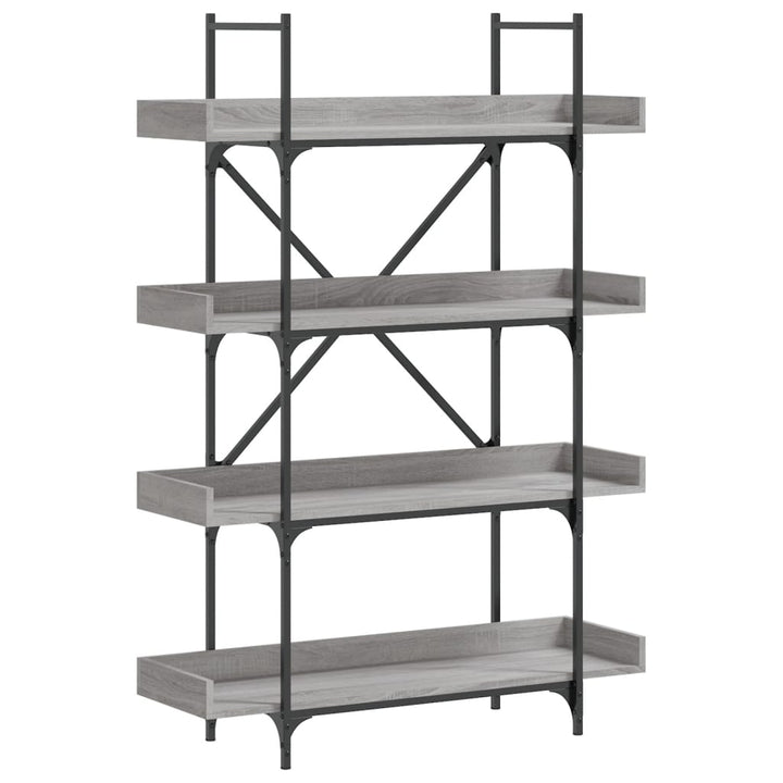 bogreol 100x33x145,5 cm 4 hylder konstrueret træ grå sonoma-eg