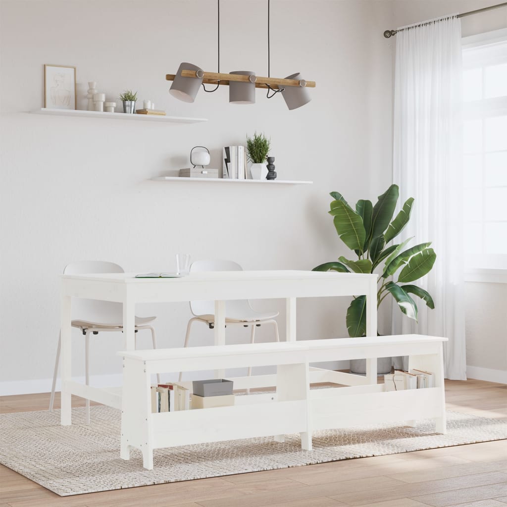 entrébænk 160x28x45 cm massivt fyrretræ hvid
