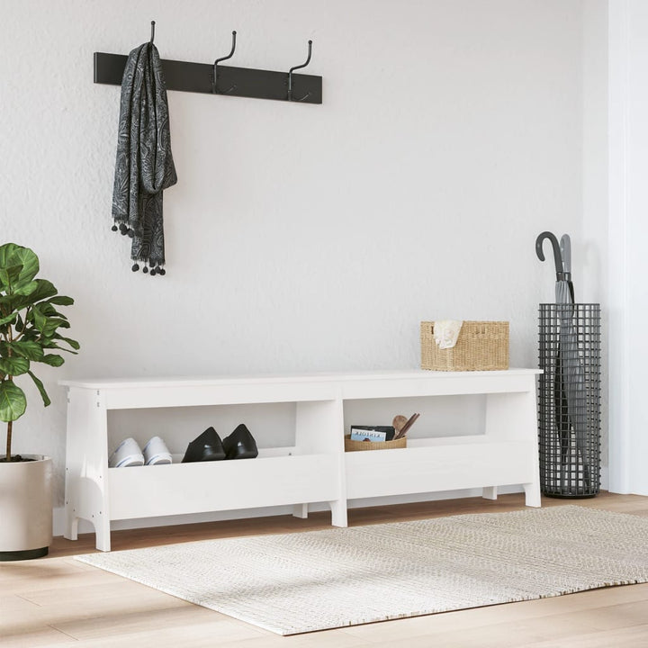 entrébænk 160x28x45 cm massivt fyrretræ hvid