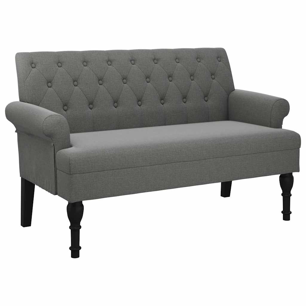 bænk med ryglæn mørkegrå 120x62x75,5 cm stof