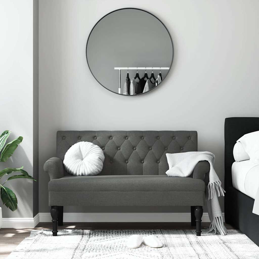 bænk med ryglæn mørkegrå 120x62x75,5 cm stof