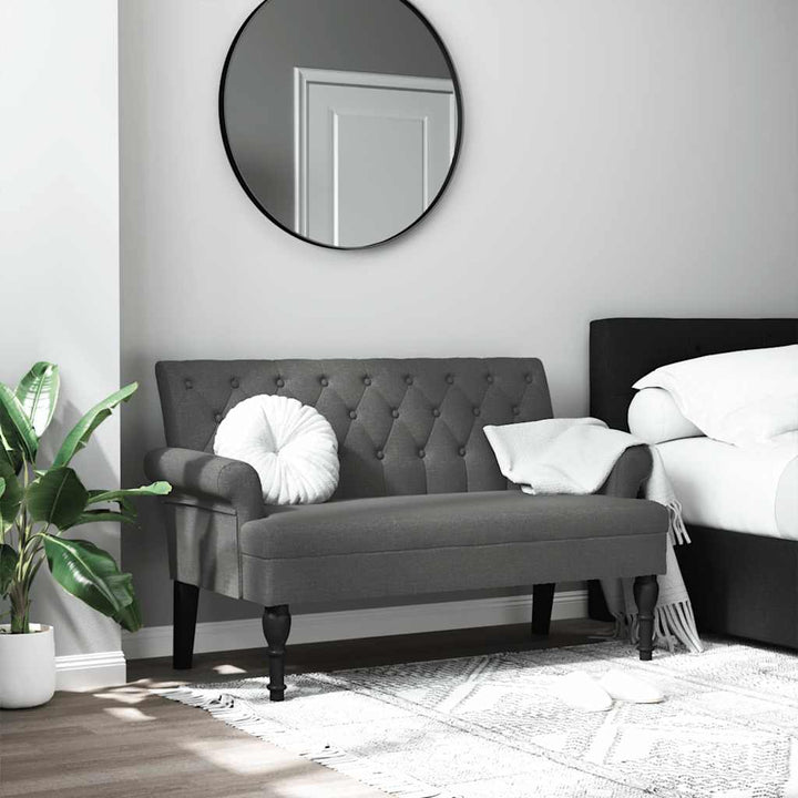 bænk med ryglæn mørkegrå 120x62x75,5 cm stof