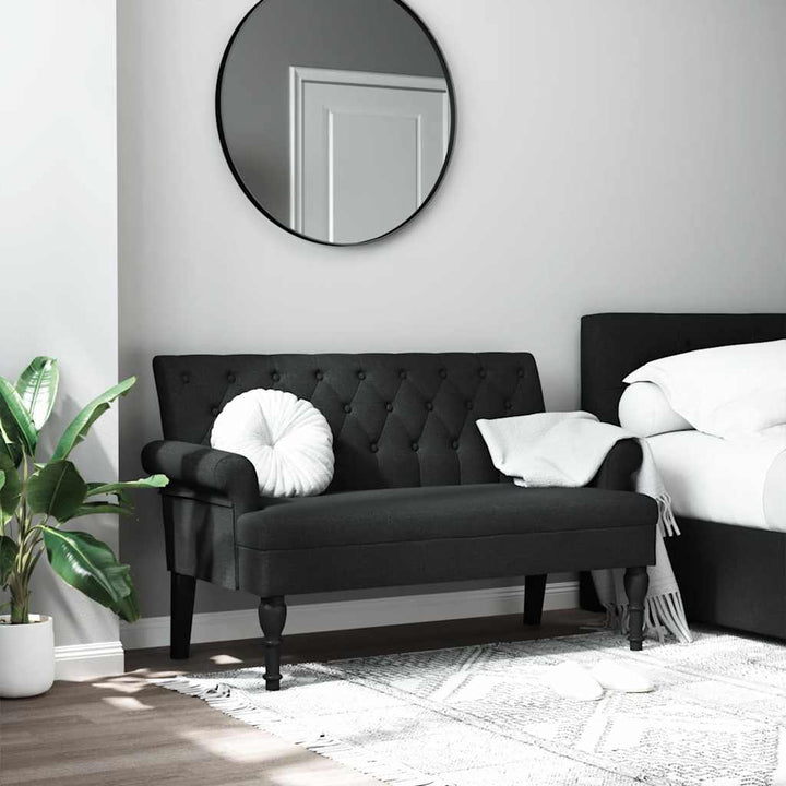 bænk med ryglæn sort 120x62x75,5 cm stof