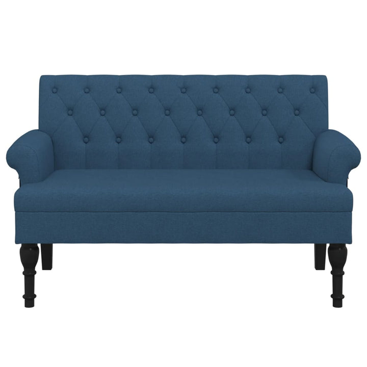 bænk med ryglæn 120x62x75,5 cm stof blå