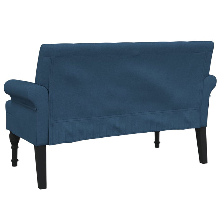 bænk med ryglæn 120x62x75,5 cm stof blå