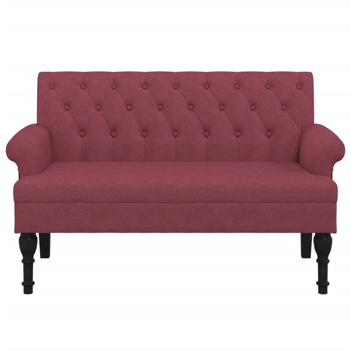 bænk med ryglæn 120x62x75,5 cm stof vinrød