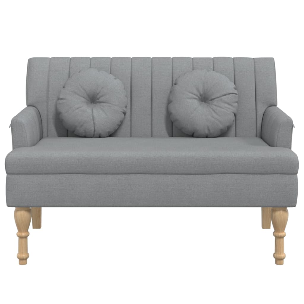 bænk med hynder 113x64,5x75,5 cm stof lysegrå