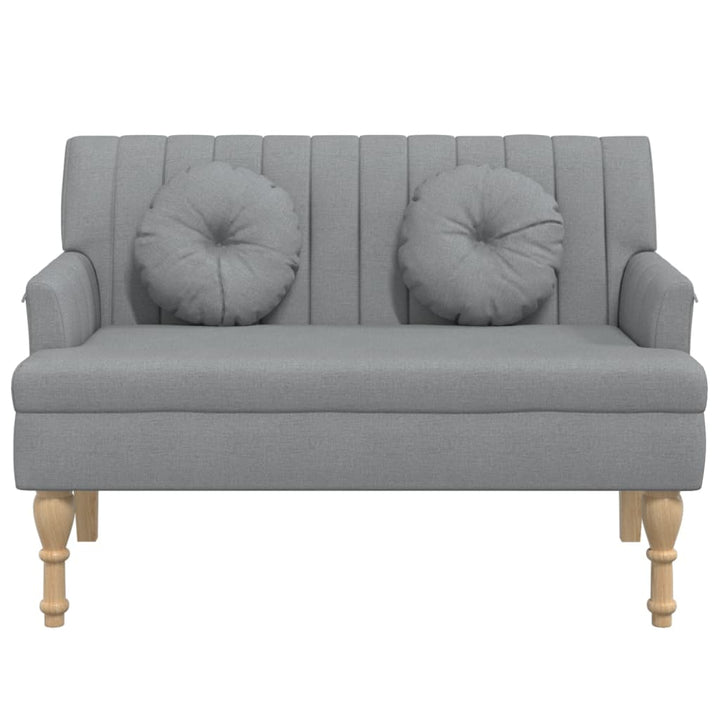 bænk med hynder 113x64,5x75,5 cm stof lysegrå