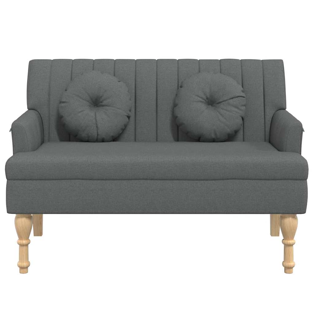 bænk med hynder 113x64,5x75,5 cm stof mørkegrå