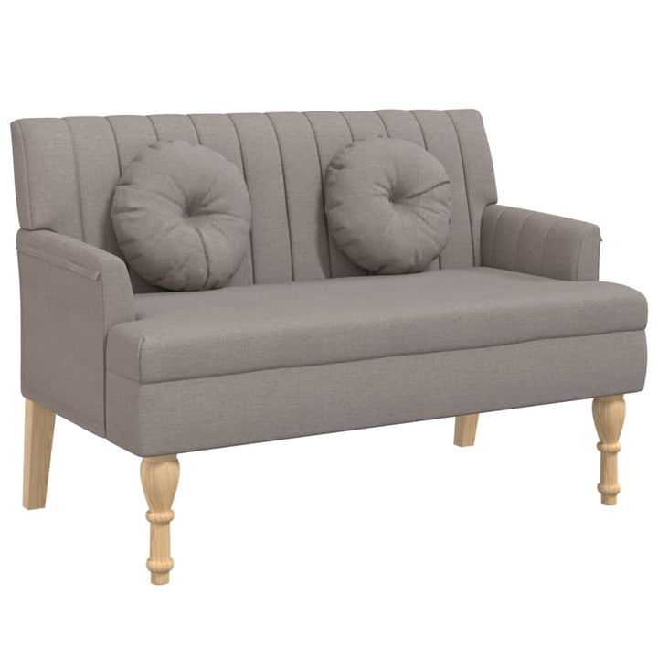 bænk med hynder 113x64,5x75,5 cm stof gråbrun