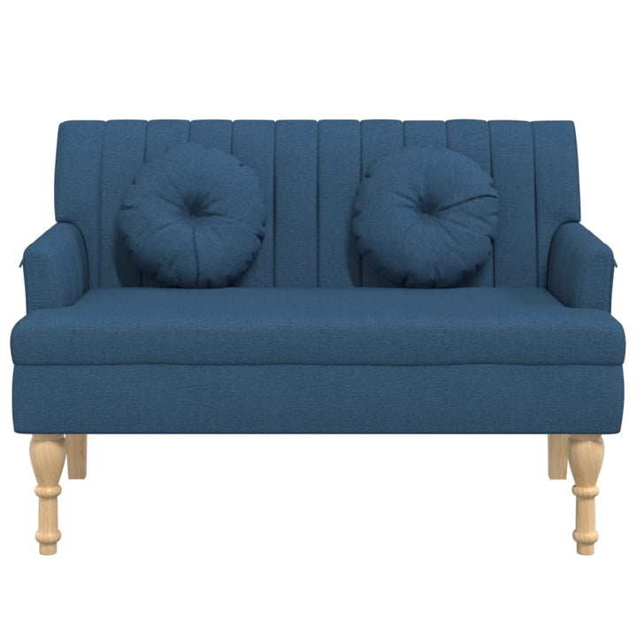 bænk med hynder 113x64,5x75,5 cm stof blå