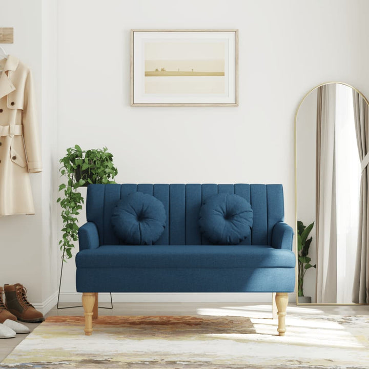 bænk med hynder 113x64,5x75,5 cm stof blå