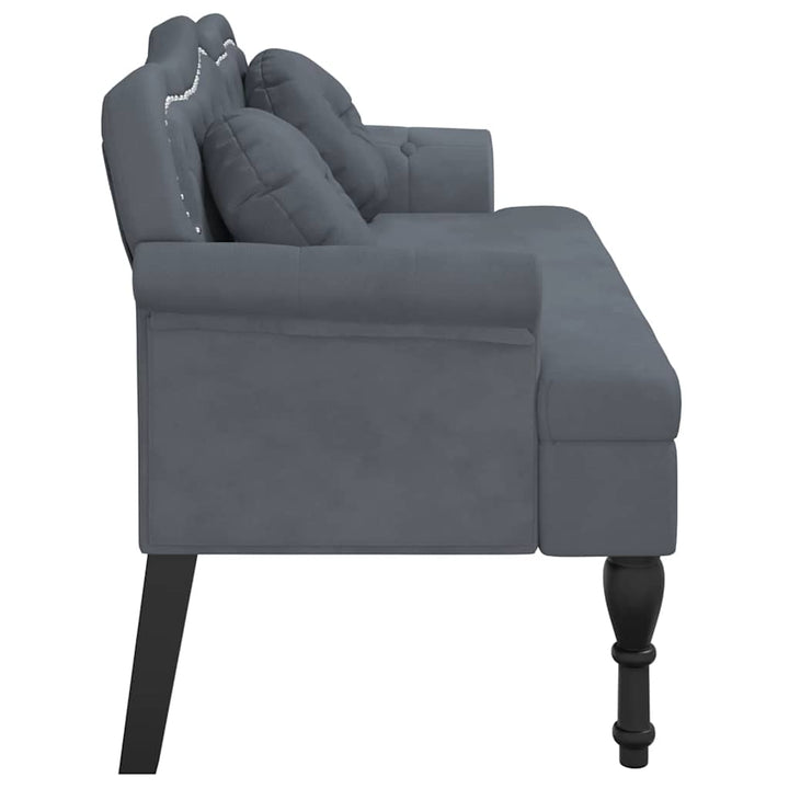 bænk med hynder mørkegrå 120,5x65x75 cm fløjl