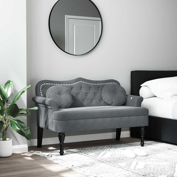 bænk med hynder mørkegrå 120,5x65x75 cm fløjl