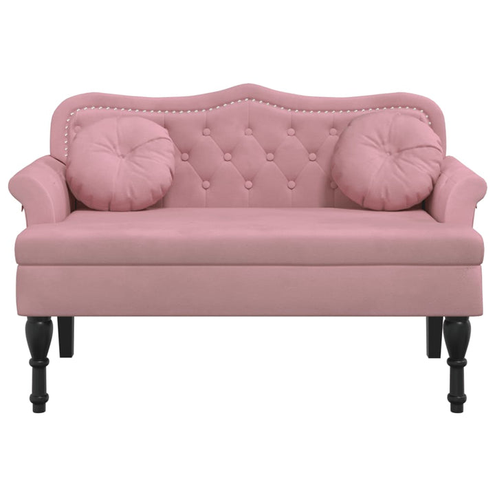 bænk med hynder 120,5x65x75 cm velour lyserød
