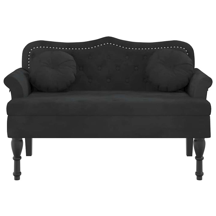 bænk med hynder sort 120,5x65x75 cm fløjl