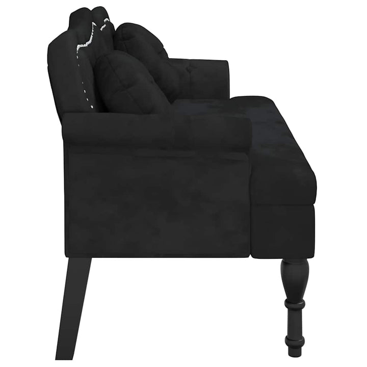 bænk med hynder sort 120,5x65x75 cm fløjl