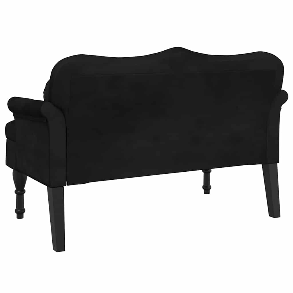 bænk med hynder sort 120,5x65x75 cm fløjl