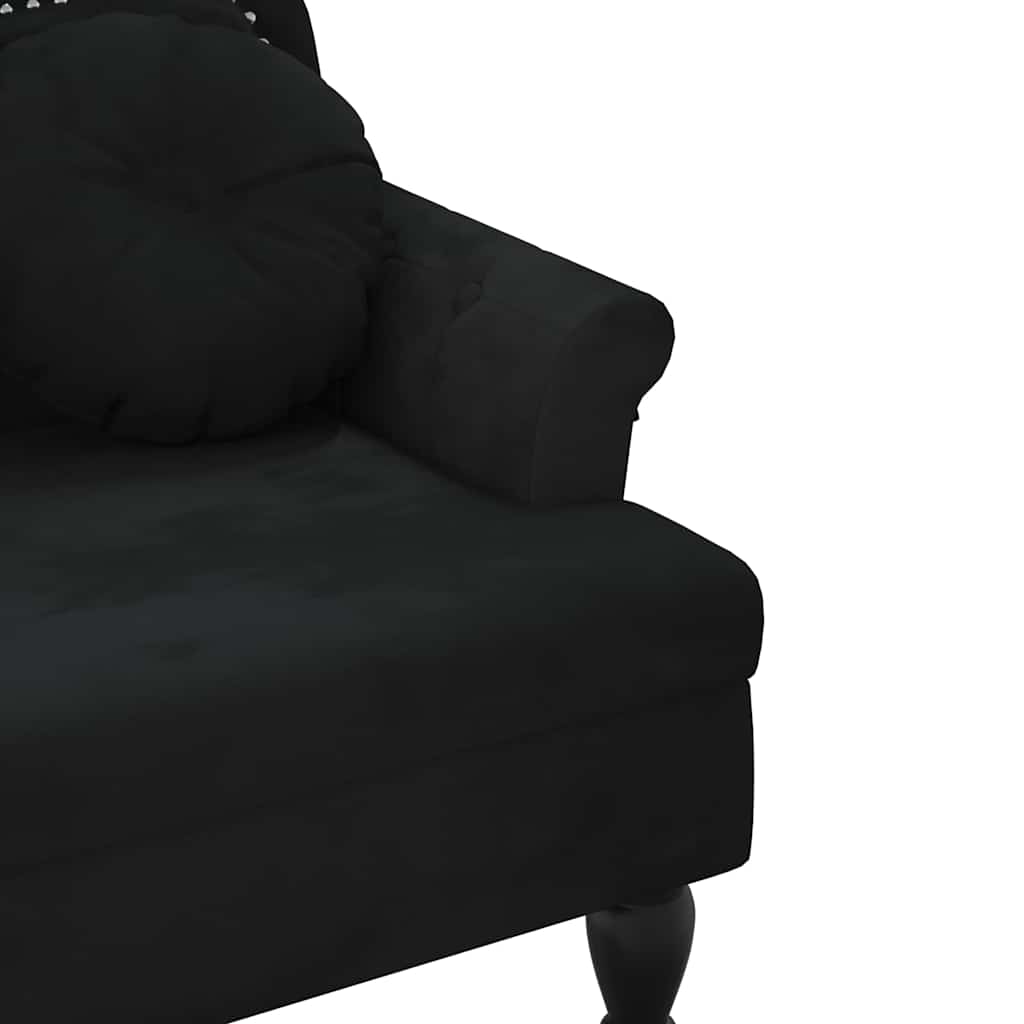 bænk med hynder sort 120,5x65x75 cm fløjl