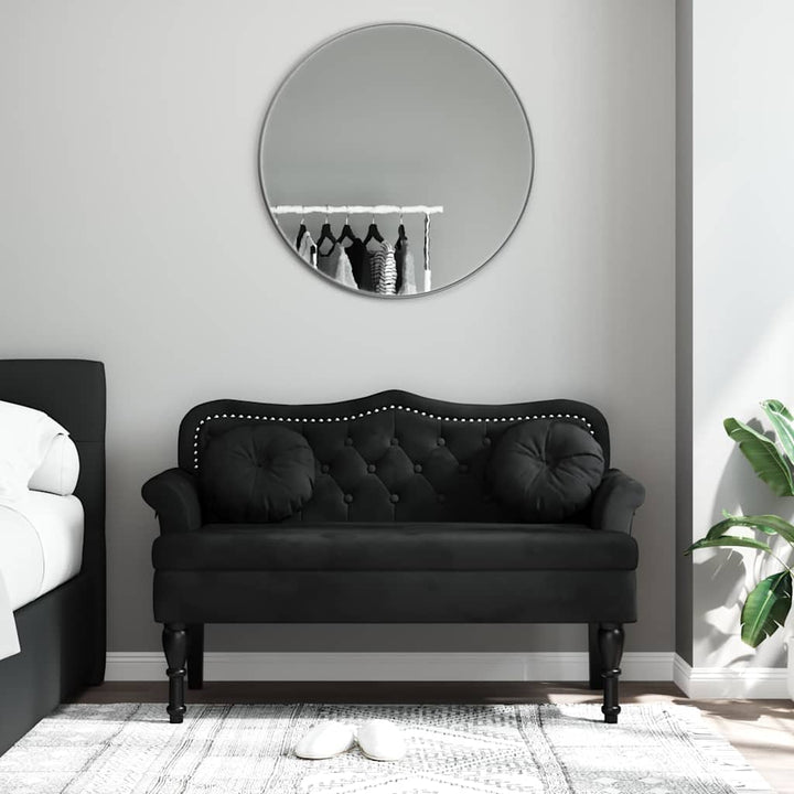 bænk med hynder sort 120,5x65x75 cm fløjl
