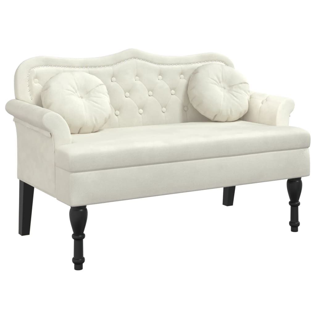 bænk med hynder 120,5x65x75 cm velour creme