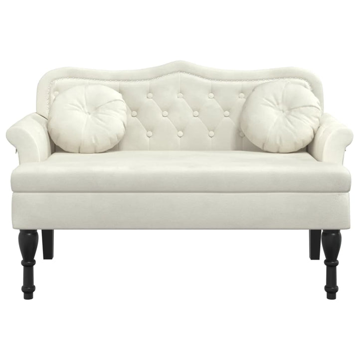 bænk med hynder 120,5x65x75 cm velour creme