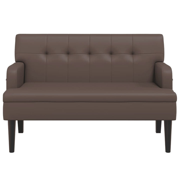 bænk med ryglæn 112x65,5x75 cm kunstlæder brun
