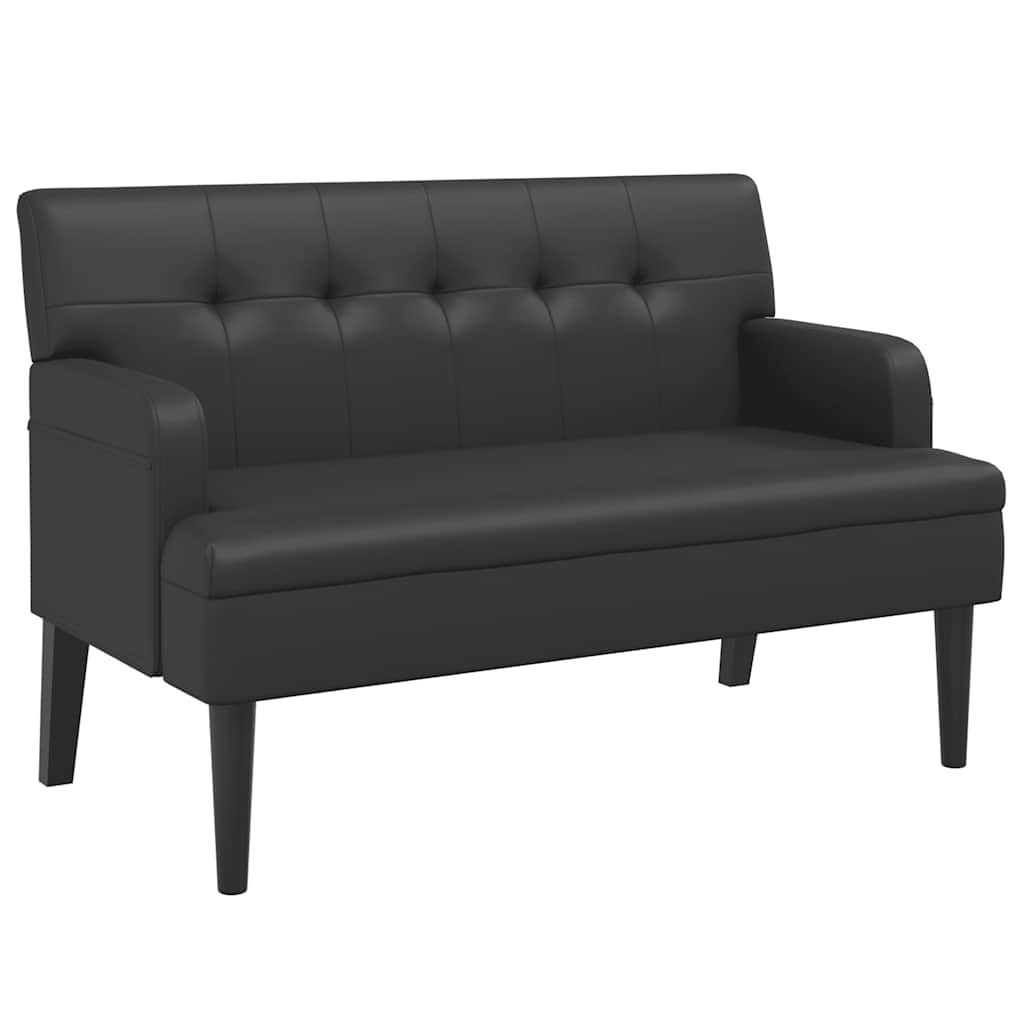 bænk med ryglæn sort 112x65,5x75 cm kunstlæder