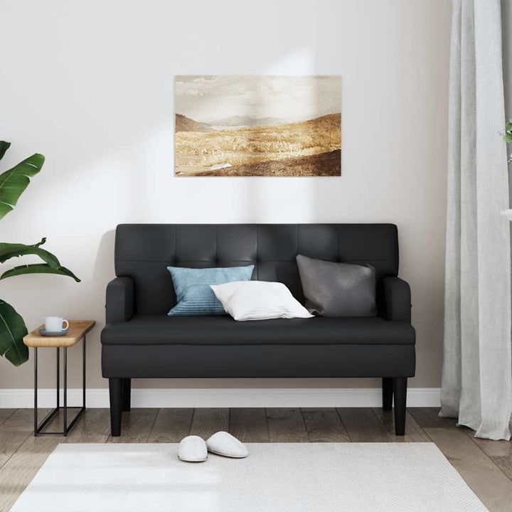 bænk med ryglæn sort 112x65,5x75 cm kunstlæder