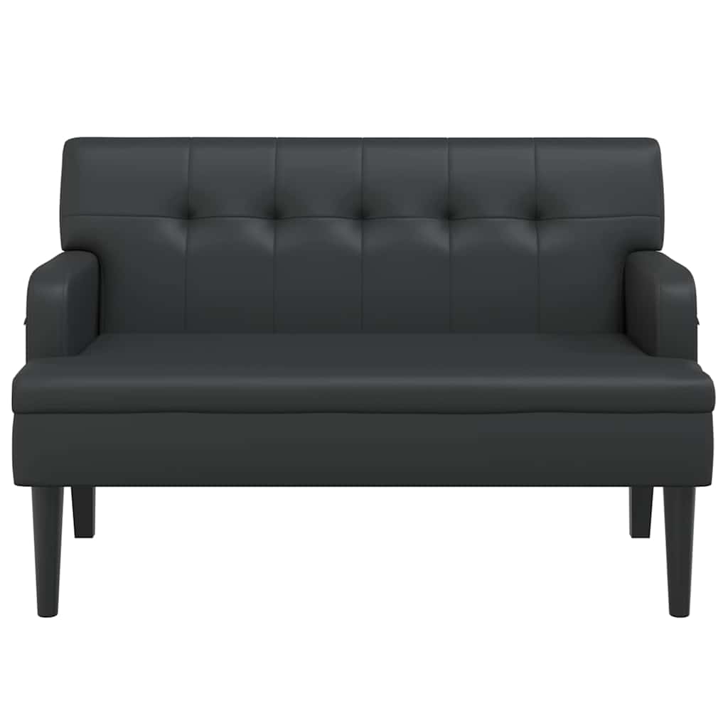 bænk med ryglæn sort 112x65,5x75 cm kunstlæder