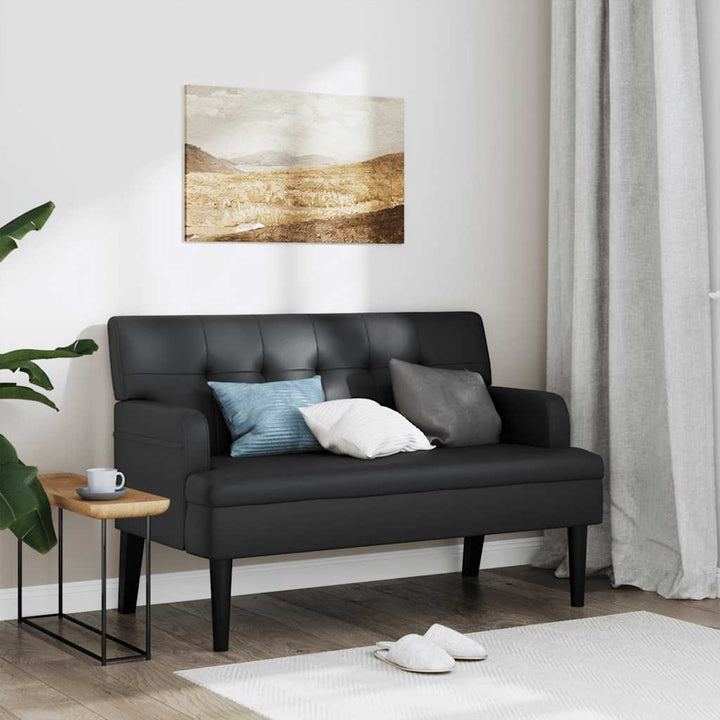 bænk med ryglæn sort 112x65,5x75 cm kunstlæder
