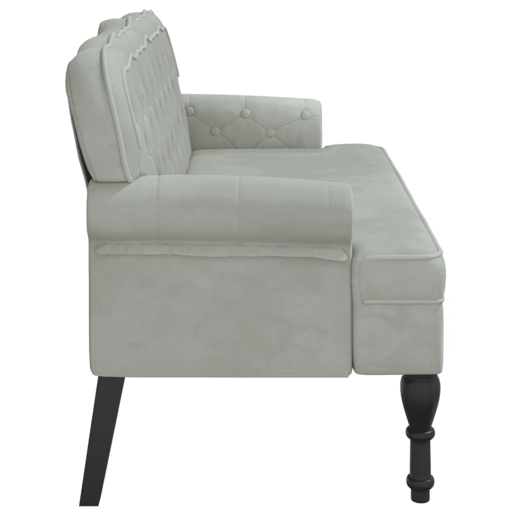 bænk med ryglæn lysegrå 119,5x64,5x75 cm fløjl