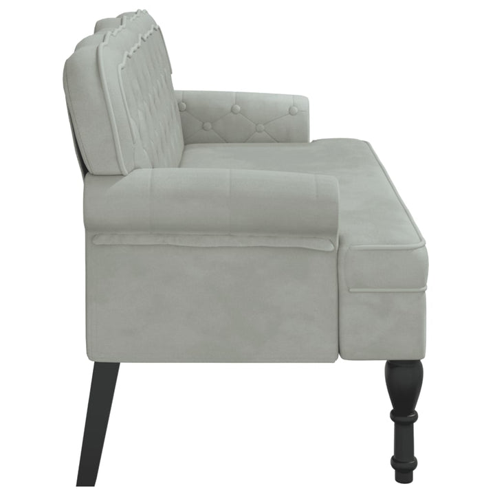 bænk med ryglæn lysegrå 119,5x64,5x75 cm fløjl