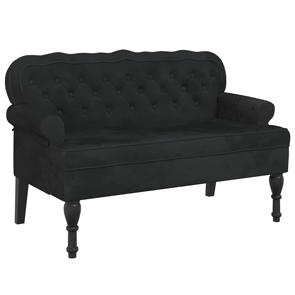 bænk med ryglæn sort 119,5x64,5x75 cm fløjl