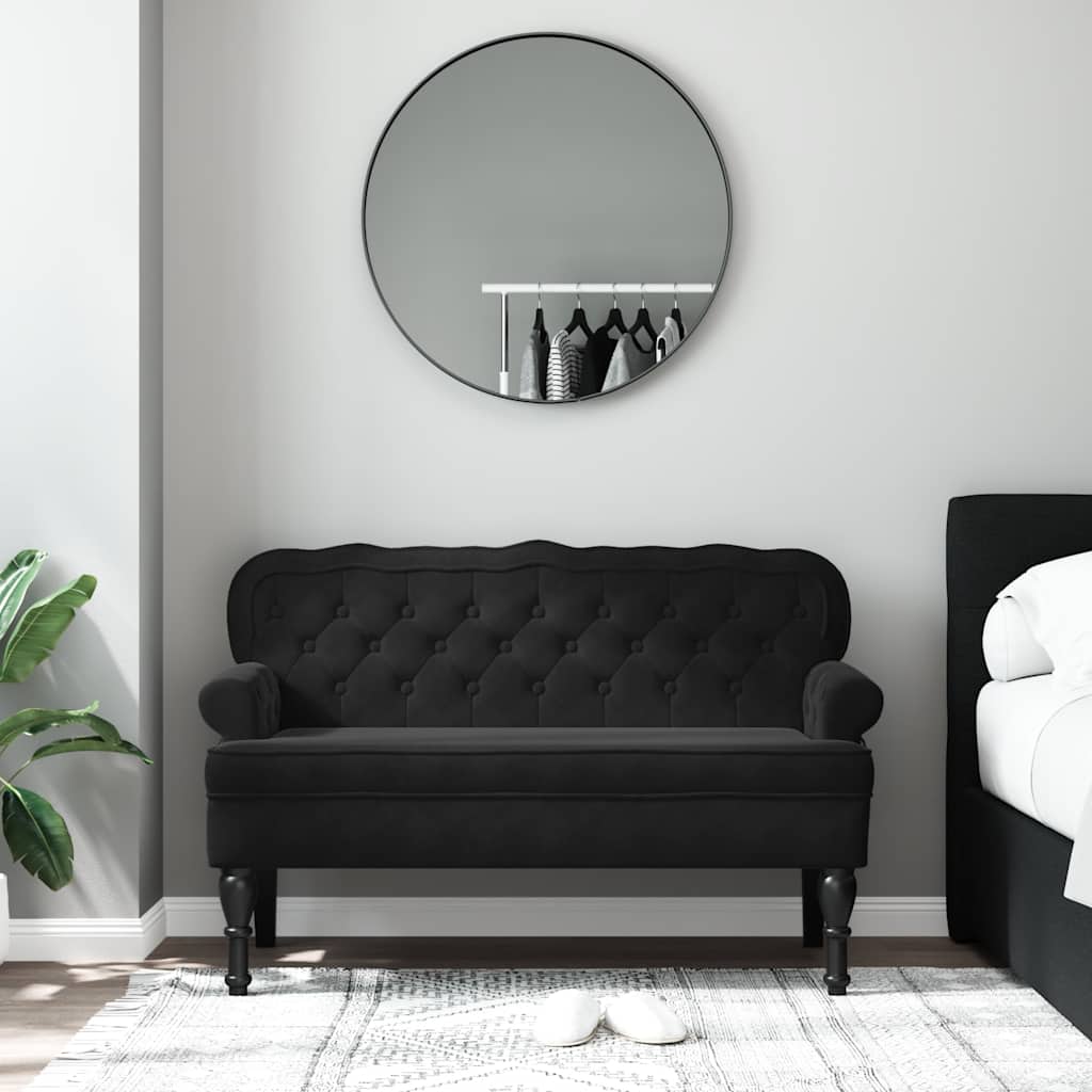 bænk med ryglæn sort 119,5x64,5x75 cm fløjl