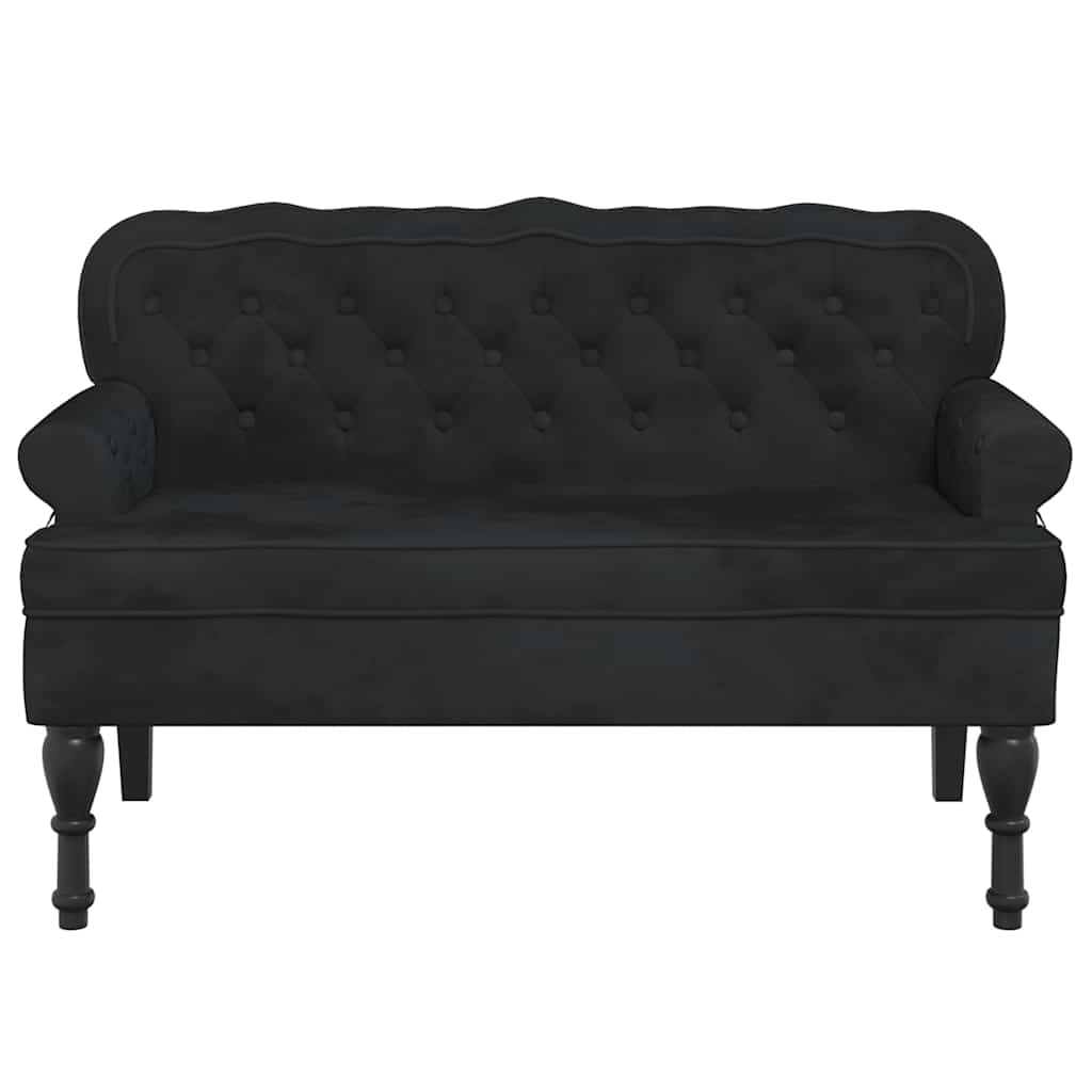 bænk med ryglæn sort 119,5x64,5x75 cm fløjl