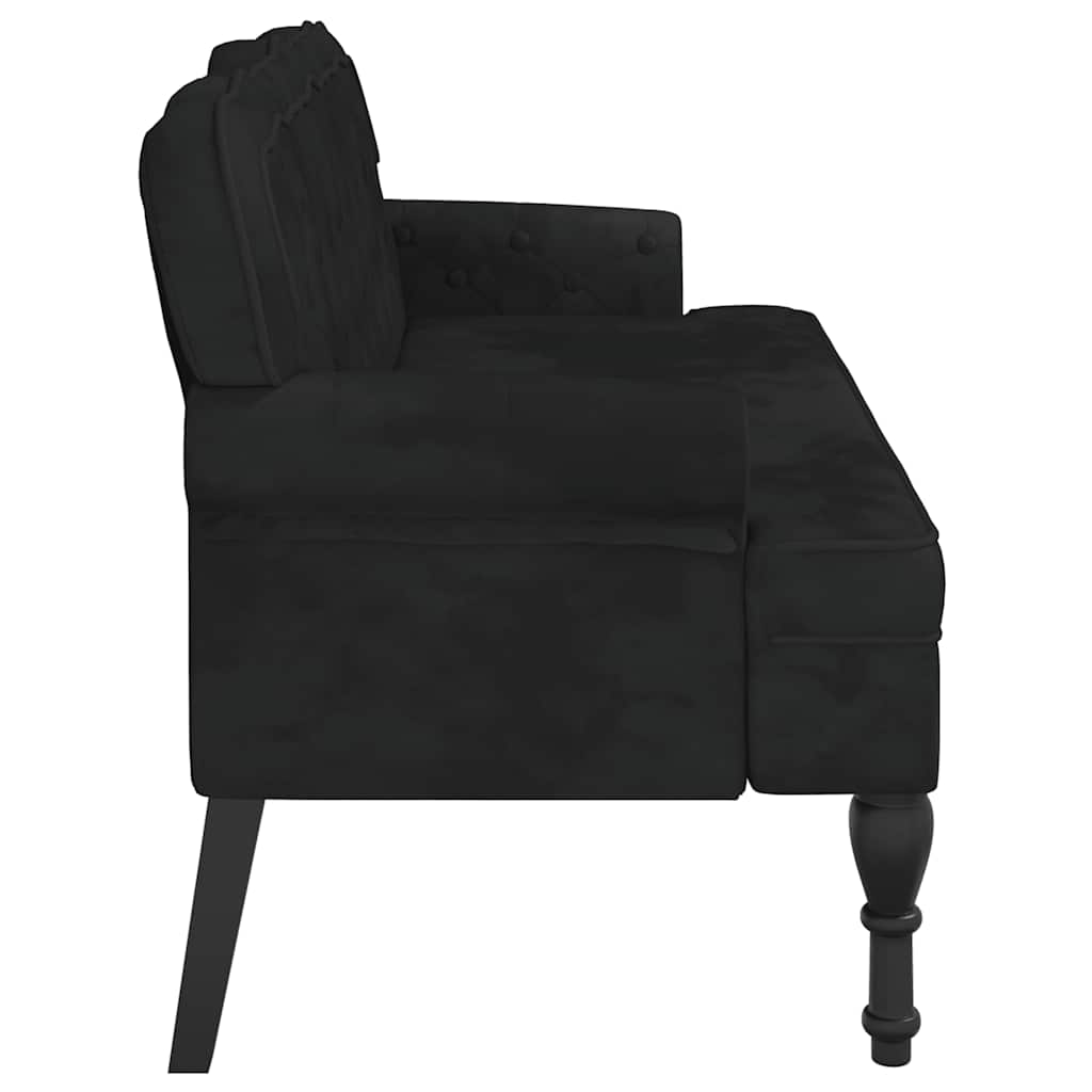 bænk med ryglæn sort 119,5x64,5x75 cm fløjl