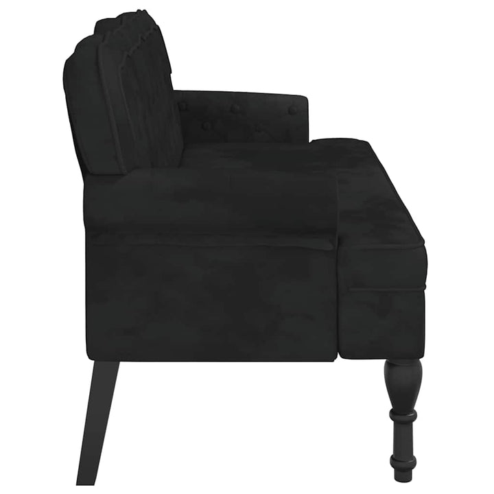 bænk med ryglæn sort 119,5x64,5x75 cm fløjl