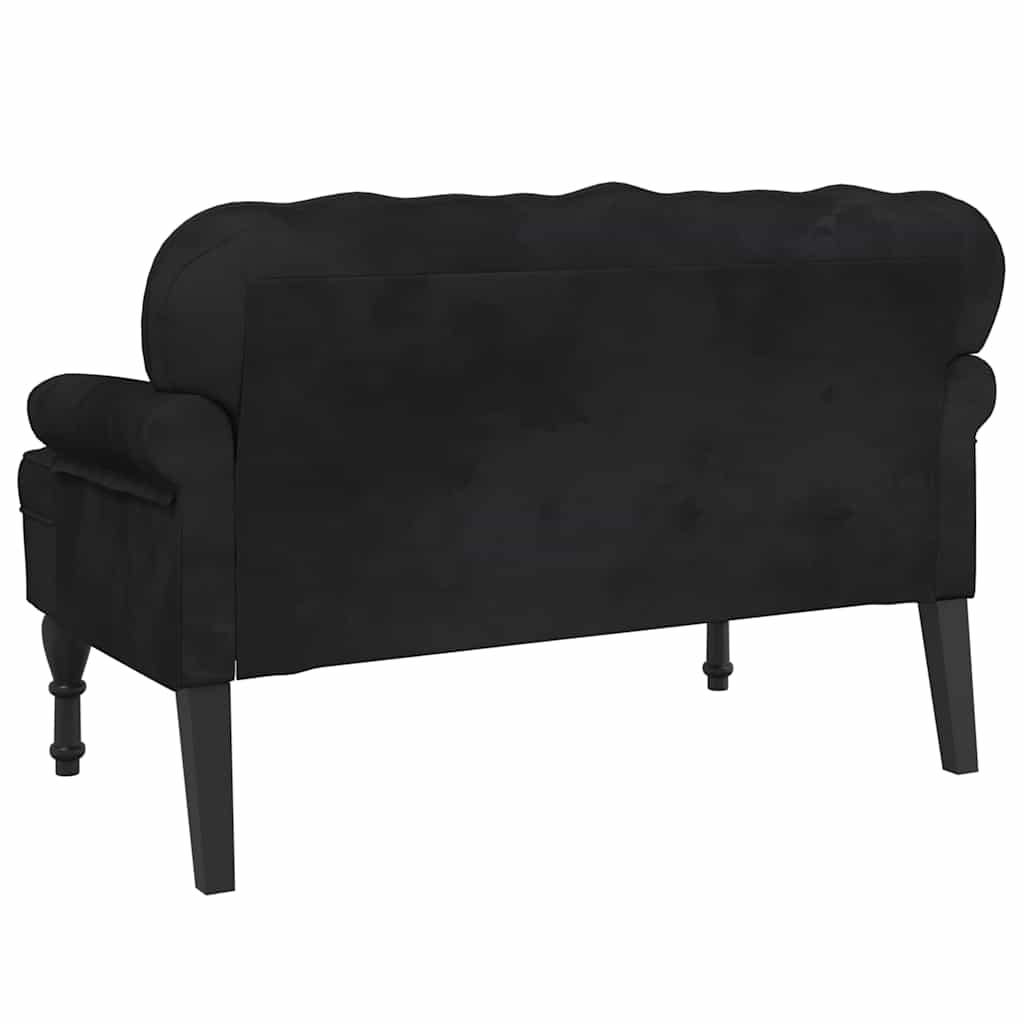 bænk med ryglæn sort 119,5x64,5x75 cm fløjl