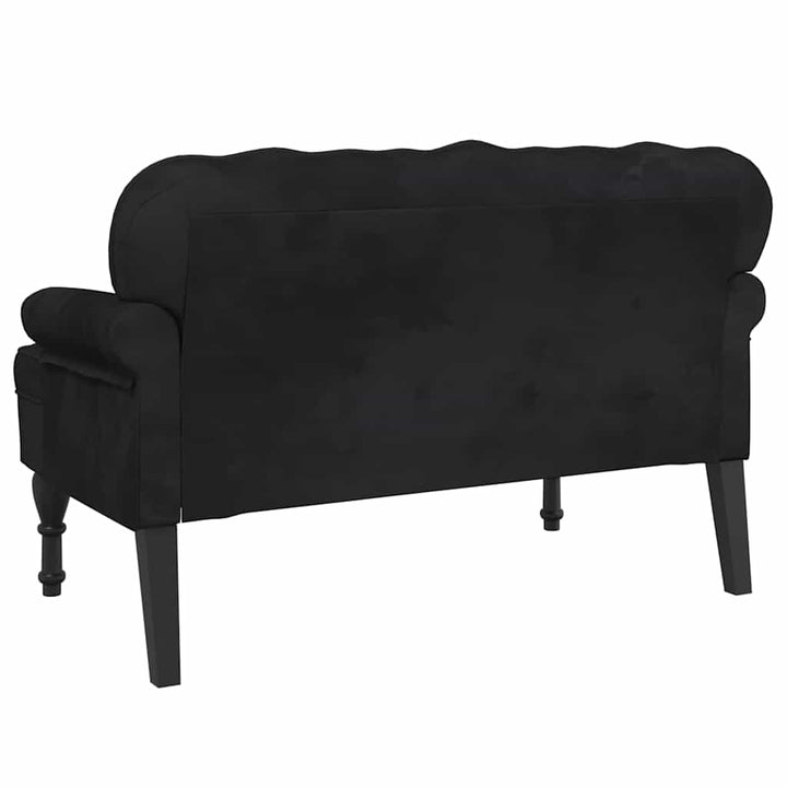 bænk med ryglæn sort 119,5x64,5x75 cm fløjl