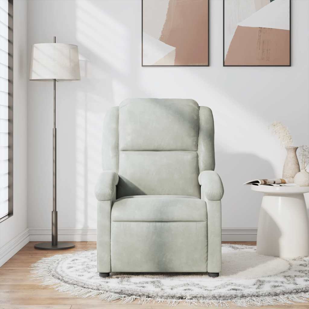 massagestol velour lysegrå