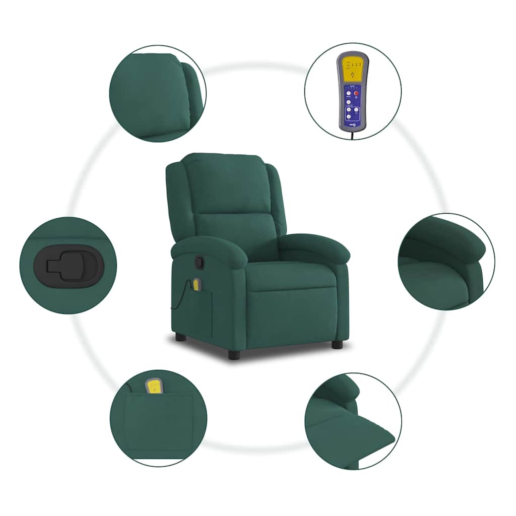 massagestol velour mørkegrøn