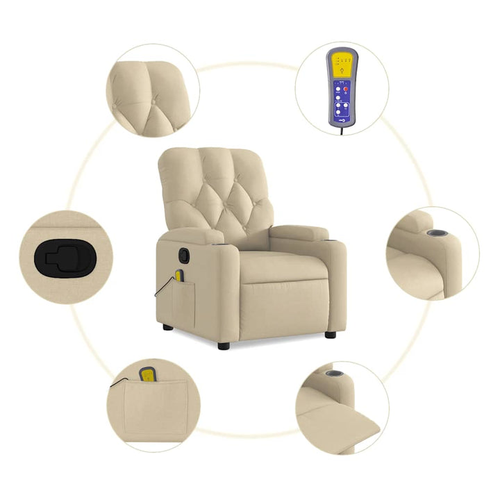 massagestol stof cremefarvet