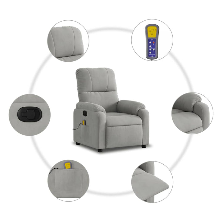 massagestol mikrofiberstof lysegrå